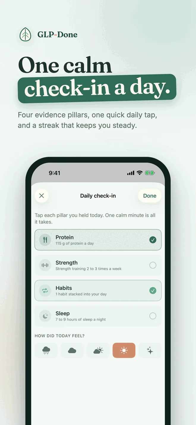 GLP-Done: one calm check-in a day